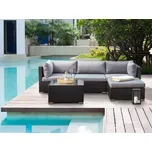 2dílná zahradní sedací souprava černá s šedými polštáři 5 místná rohová levá konferenční stolek Beliani