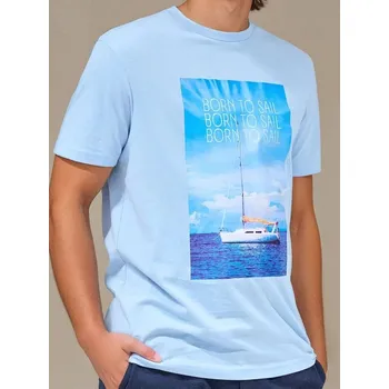 Pánské tričko Sinsay - Tričko s potiskem - modrá - 7317F-51X - 7317F-51X-S