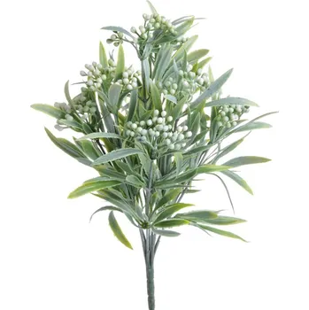 umělá květina Umělá rostlina s pupeny - zelená/bílá