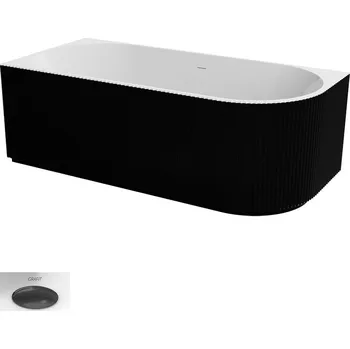 Vana Besco Akrylátová volně stojící vana Denaya BW 150x75 (170x80) Rozměry (cm): 150x75, Typ a barva výpustě: Click-Clack se šterbinovým přepadem, grafit, Orientace: Levá