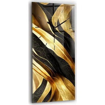 Hodiny Skleněné hodiny s obrazem, tichý mechanismus, nástěnné, styl loft, Elegantní abstrakce 30x60 cm