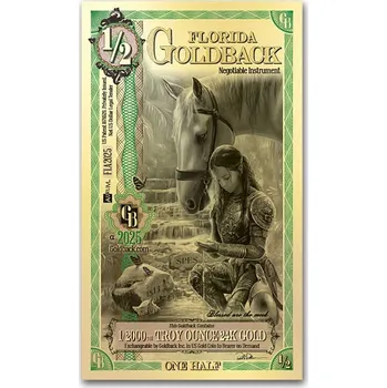 Zlatý slitek 1/2 Florida Goldback - Aurum Gold Foil Note (24k)