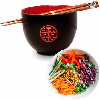 CzCz Dvojité Štěstí Miska a Hůlky na Polévku porcelán 400 ml 1 ks Černo-Červená