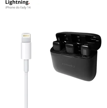 Mikrofon Mobilní Bezdrátový Klopový Mikrofon s Nabíjecím Boxem Výběr Variant 2x mikrofon + přijímač Lightning