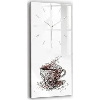 Hodiny Foto Skleněné Hodiny Nástěnné do Moderního Interiéru Šálek Kávy 30x60 cm