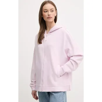 Dámská mikina Bavlněná mikina United Colors of Benetton dámská, růžová barva, s kapucí, hladká, 3UNID500R 30X, vel. S