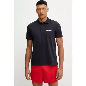 Bavlněné polo tričko Karl Lagerfeld pánské, tmavomodrá barva, A2M46036 59X, vel. M