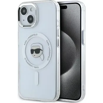 Pouzdro na mobilní telefon KARL LAGERFELD pouzdro pro IPHONE 15 Plus kompatibilní s MagSafe KLHMP15MHLSKIH (IML Metal K Head) bílé