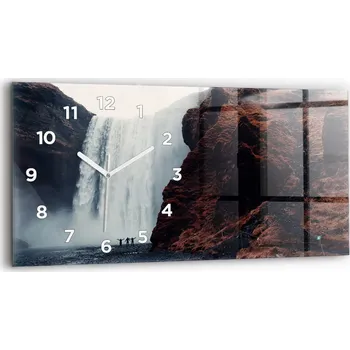 Hodiny Dekorativní nástěnné hodiny s krásnou grafikou 60x30 cm Vodopád Island Krajina