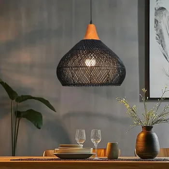 Ratanové závěsné svítidlo LF02-S černé