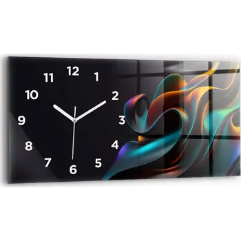 Hodiny Minimalistické skleněné nástěnné hodiny s futuristickým vlnovým vzorem 60x30 cm