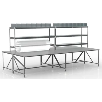 Dílenský stůl Balicí pracoviště 24080530 [šedá + stříbrné spojky] Vyberte barvu konstrukce:: nerez + stříbrné spojky