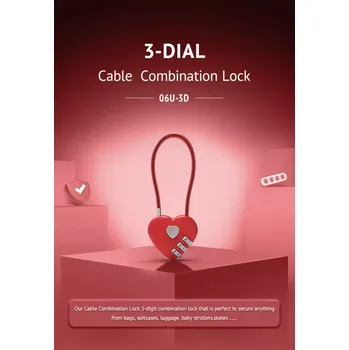 Zámek na kolo Lankový numerický zámek srdce červený 30cm (ZAM1RE)