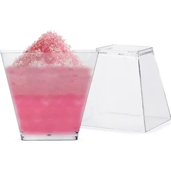 Jednorázové nádobí Plastové pohárky na dezerty 10x90 ml čtvercové