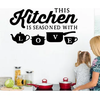 Samolepící dekorace Živá Zeď Samolepka na zeď Kuchyně okořeněná láskou Barva: černá, Velikost: 60 x 33 cm