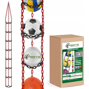 Věšák MEGA VĚŠÁK NA MÍČE pro 8 míčů - ČERVENO-ČERNÝ