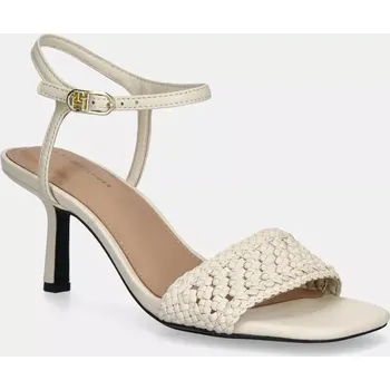 Dámské sandále Sandály Tommy Hilfiger CROCHET LTHR KITTEN SANDAL béžová barva, FW0FW08587 01X, EUR 41