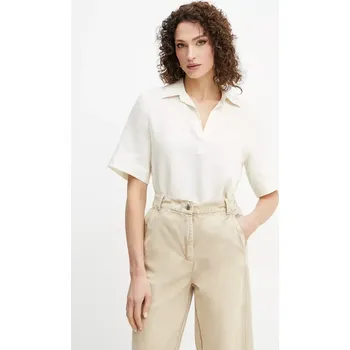 Dámská halenka Lněná halenka Marella Emme by Marella dámská, béžová barva, hladká, 2515111032200 01X, vel. 42