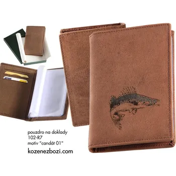 Obal na doklad Kožené zboží Pouzdro Na Osobní Doklady "Candát 01" - Dárek pro myslivce