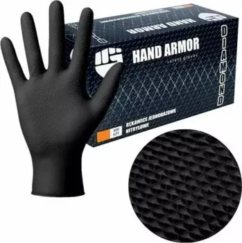 Pracovní rukavice Rukavice nitrilové Grip HAND ARMOR, černé, nepudrované, 100 ks Rozměr: M