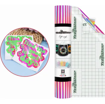 Samolepící dekorace TeckWrap Bubble Free Holographic Glossy Rainbow - Pink Velikost: 30,5 x 30 cm Samolepící vinylová folie TeckWrap