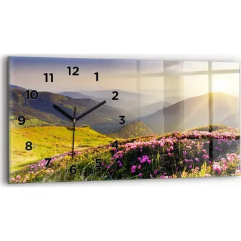 Hodiny Nástěnné hodiny kulatý dekorativní klasické kuchyňské 60x30 cm Horská krajina