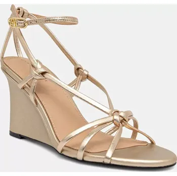 Dámské sandále Kožené sandály Tommy Hilfiger METAL LEATHER KNOTS WEDGE SANDAL FW0FW08801 zlatá GLD, EUR 39