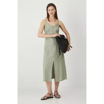Dámské šaty Lněné šaty Medicine zelená barva, midi RS25.SUD906 81X, vel. S