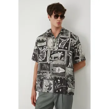 Pánská košile Košile Medicine pánská, černá barva, relaxed RS25.KKM091 99A, vel. L