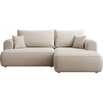 Sedací souprava Rohová Sedací Souprava s funkcí spaní Ovo mini krémový velur snadno čistitelný pravá