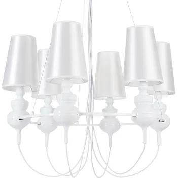 Závěsné svítidlo QUEEN-6 bílá glamour do obýváku a jídelny, výškově nastavitelné 82 cm Step into Design