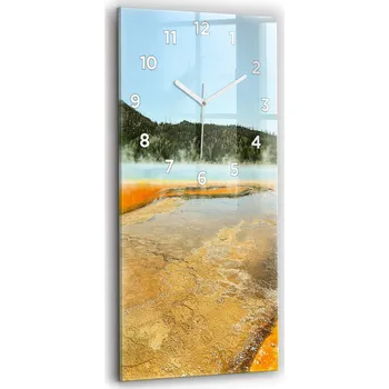 Hodiny Vertikální Skleněné Nástěnné Hodiny do Obýváku s Motivem Jezera a Hor 30x60 cm