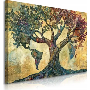 Obraz OBRAZ NA ZEĎ DO OBÝVACÍHO POKOJE LOŽNICE STROM ŽIVOTA MAPA ORIENTÁLNÍ STYL 100x70