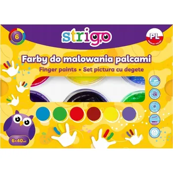 Výtvarná barva BARVY NA MALOVÁNÍ PRSTY 40ML 6 BAREV STRIGO