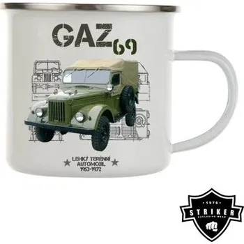 Hrnek smaltovaný (plechový) Striker GAZ 69 300 ml - bílý