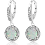 Stříbrné visací opálové náušnice se zirkony
