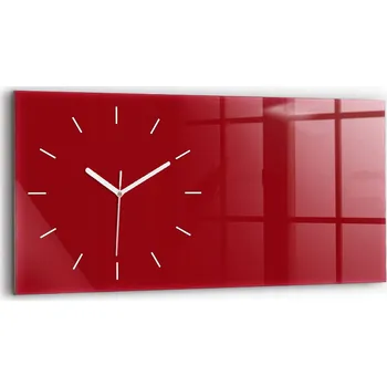 Hodiny Moderní skleněné nástěnné hodiny s potiskem 60 cm x 30 cm, červená barva