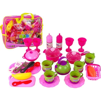 Dětská kuchyňka LEAN Toys Kuchyňská sada 31 Elements Bag Misky Talíře pro děti