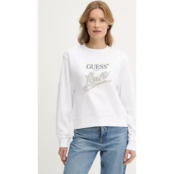 Dámská mikina Mikina Guess LOVE dámská, bílá barva, s potiskem, W5GQ05 KB683 W5GQ05.KB683 00X, vel. L