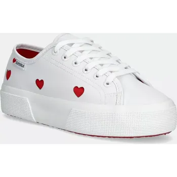 Dámské tenisky Kecky Superga PLATFORM HEARTS VEGAN MAT dámské, bílá barva, S8137HW S8137HW.AB7 00X, EUR 38
