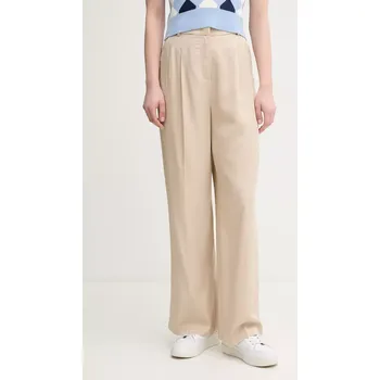 Dámské kalhoty Kalhoty United Colors of Benetton dámské, béžová barva, široké, high waist, 4Y09DF08X 80X, vel. 40