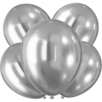 Balónek BALÓNKY chromované ŠEDÉ latexové narozeniny 5 ks