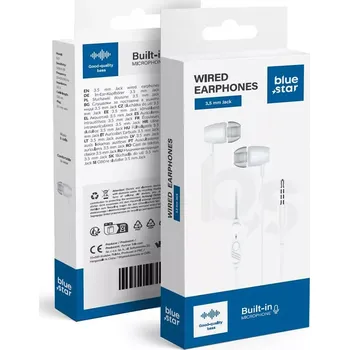Sluchátka BLUE STAR drátová sluchátka Jack 3,5 mm s mikrofonem PA-E67 1,2 m bílá
