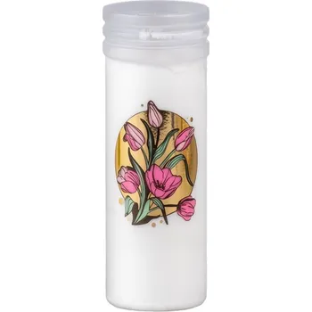 Svíčka Madona Hřb. vklad 200g tulipán ~3 dny bílá litá
