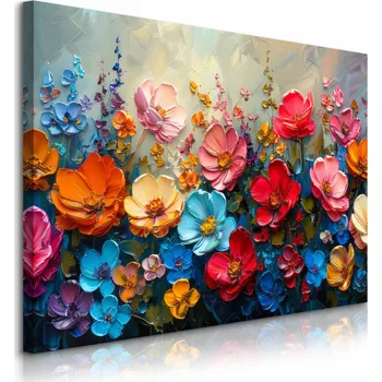 Obraz OBRAZ CANVAS DO OBÝVÁKU LOŽNICE PŘÍRODA KVĚTY LOUKY ABSTRAKCE BARVY 100x70 cm