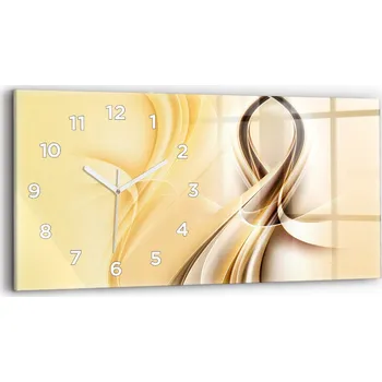 Hodiny Moderní skleněné hodiny s grafikou na zeď horizontální 60x30 cm Abstrakce vlny