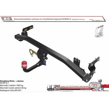 Tažné zařízení Tažné zařízení Dongfeng Shine + Aeolus 03/2019-> SV 003-547, SVC GROUP