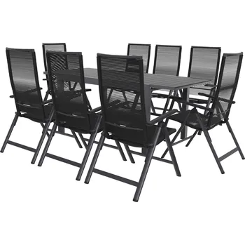 Zahradní nábytek LIVARNO home Sada hliníkového zahradního nábytku s rozkládacím stolem a křesly Miami, 9dílná, antracitová