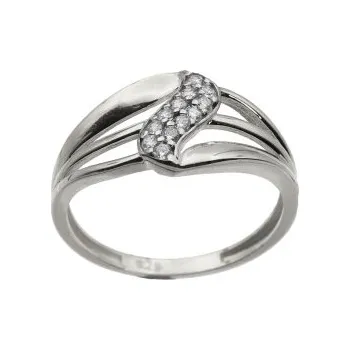 Prsten Zlatý prsten se zirkony z bílého zlata