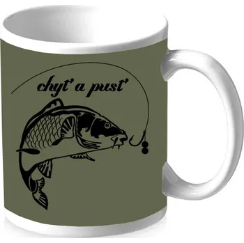 Hrnek Striker Chyť a pusť - olivový-bílý